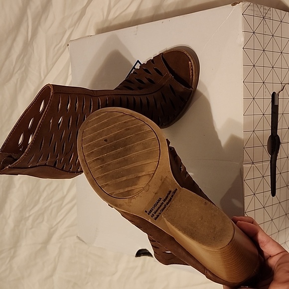 Women's brown sandal block heel - Picture 4 of 5